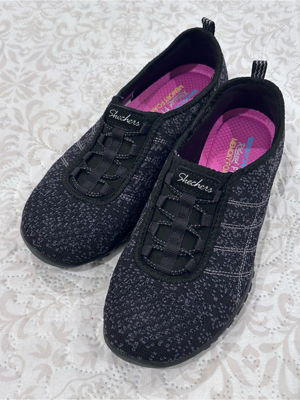 SKECHERS RELAXED FIT BREATHE EASY JUST CHILL SLIP-ON BLACK Women 7 COMFORT NWOB